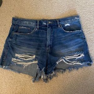 Distressed jean shorts
